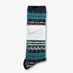 Anonymous Ism Fairisle Socks - Navy